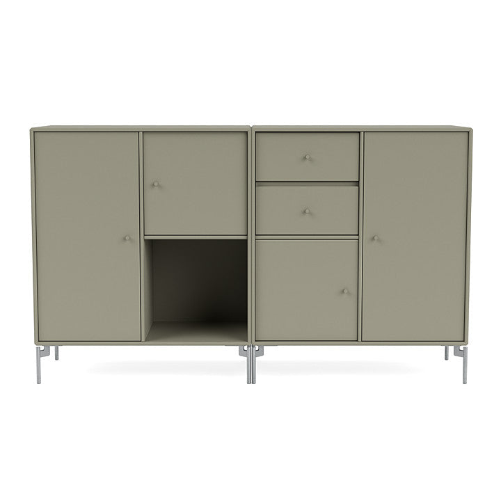 Montana Couple Sideboard With Legs, Fennel/Matt Chrome