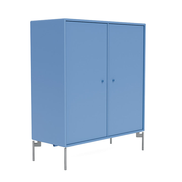 Montana Cover Cabinet With Legs, Azure Blue/Matt Chrome