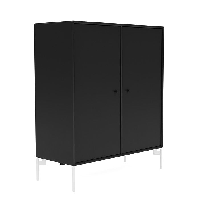 Montana Cover Cabinet With Legs, Black/Snow White