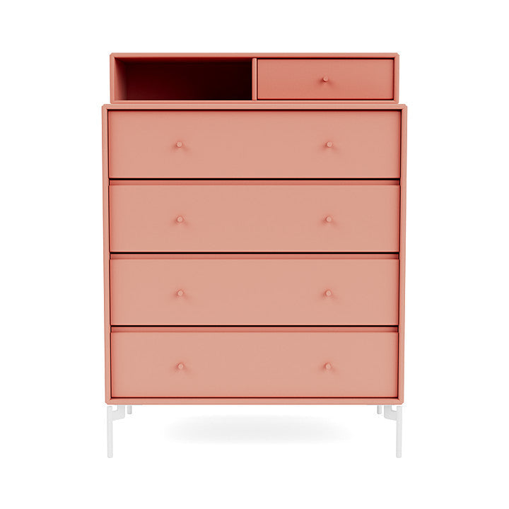 Montana Keep Chest Of Drawers With Legs, Rhubarb/Snow White