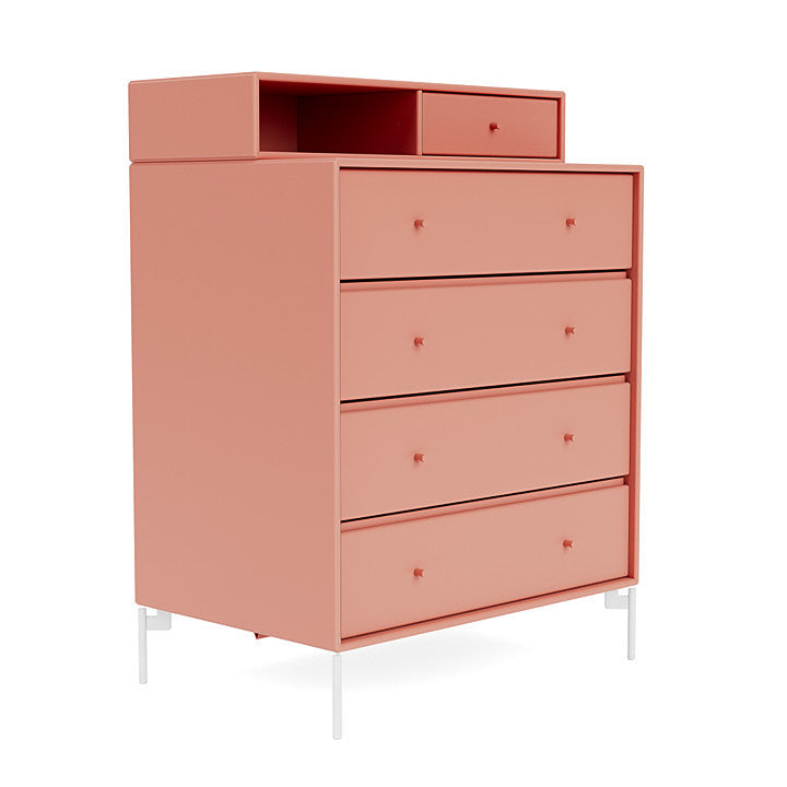 Montana Keep Chest Of Drawers With Legs, Rhubarb/Snow White