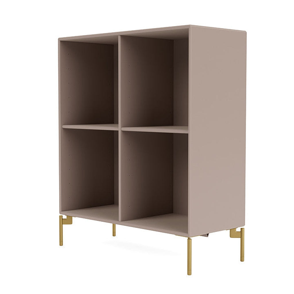 Montana Show Bookcase With Legs, Mushroom Brown/Brass
