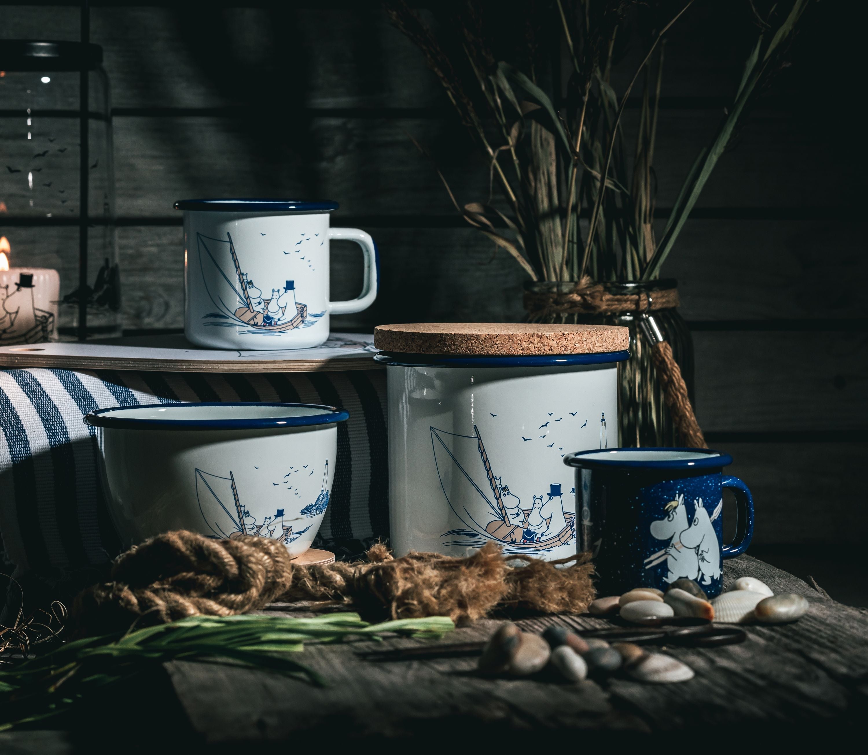 Muurla Moomin Enamel Jar With Cork Lid Sailors