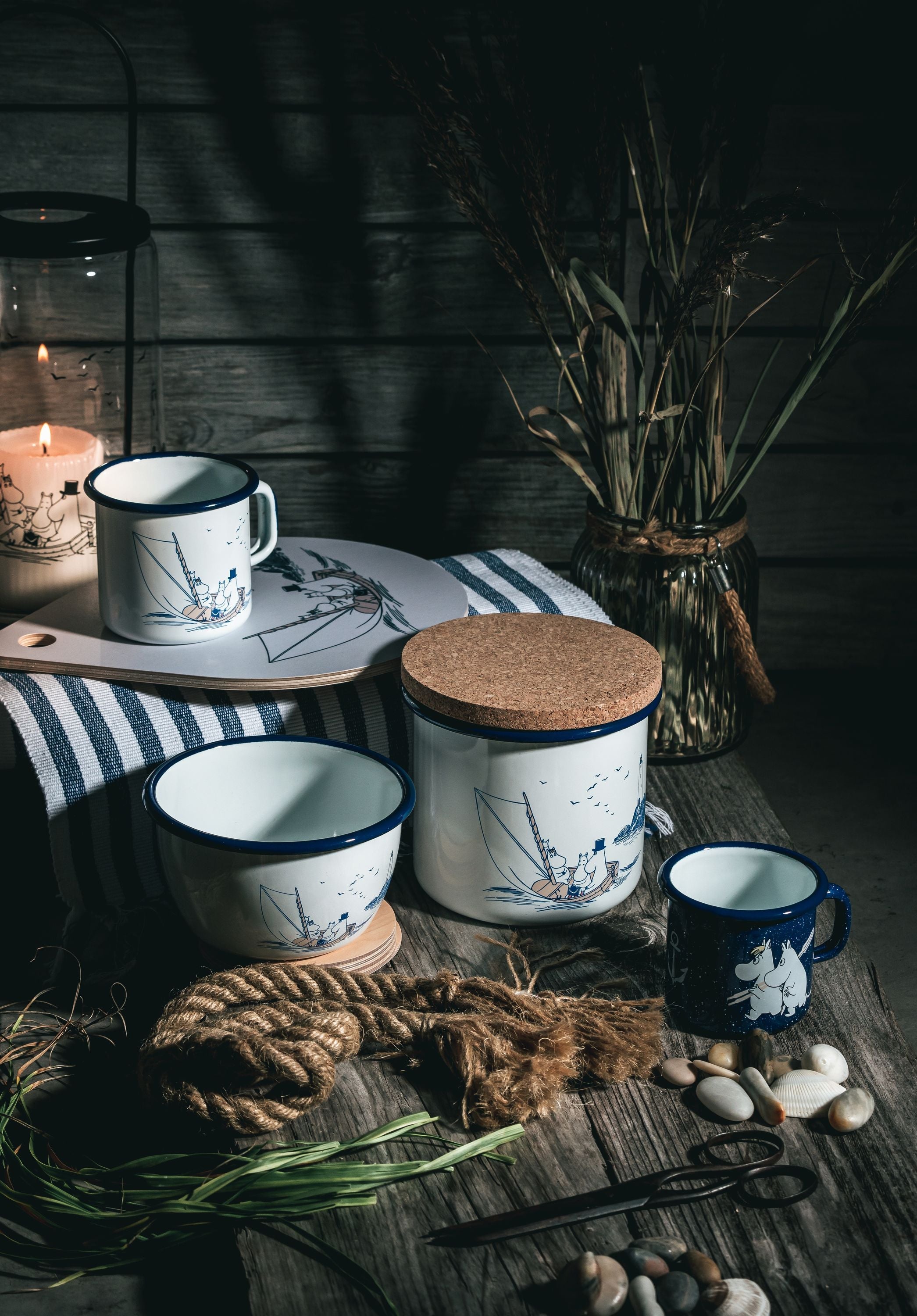 Muurla Moomin Enamel Jar With Cork Lid Sailors