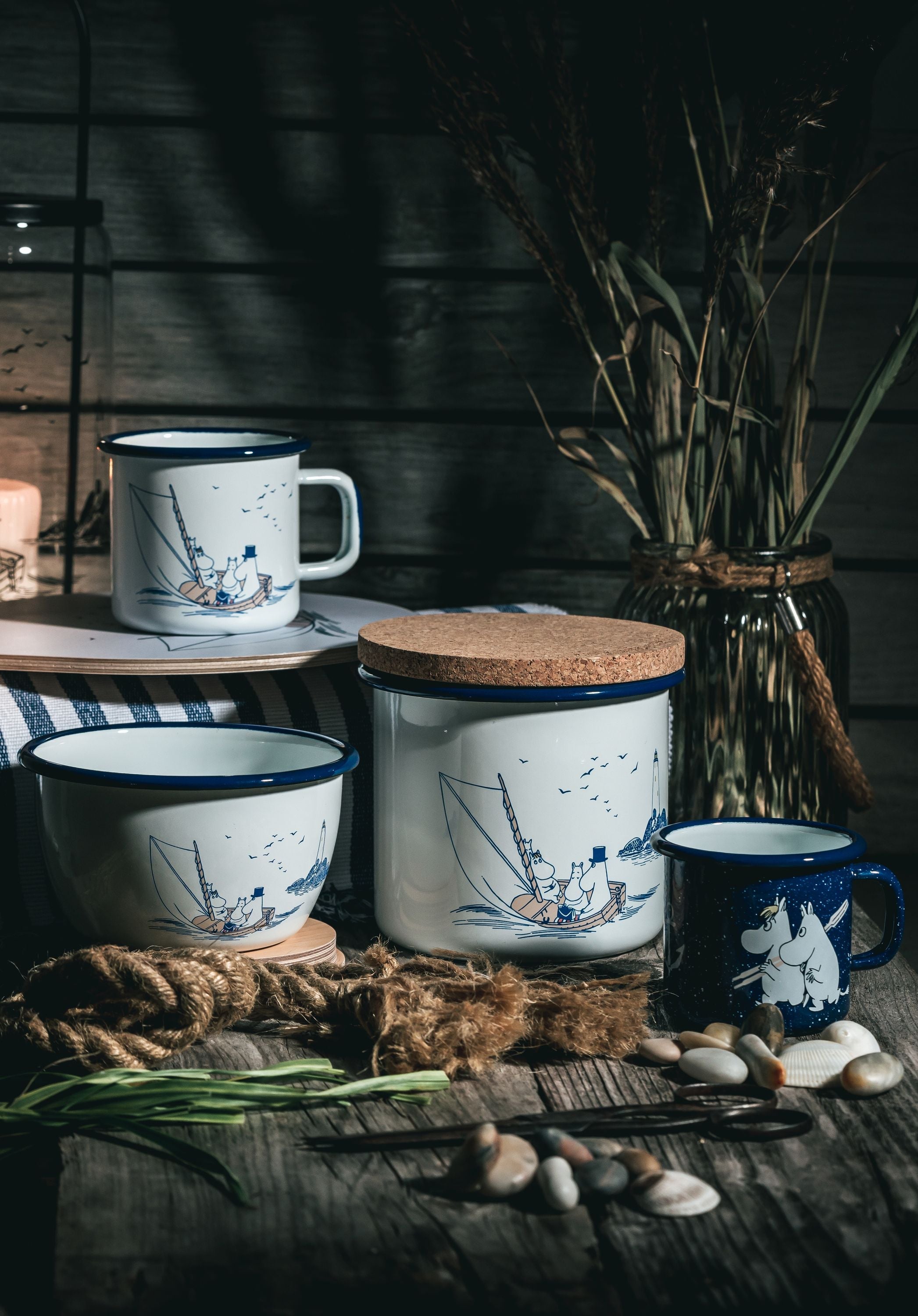 Muurla Moomin Enamel Jar With Cork Lid Sailors