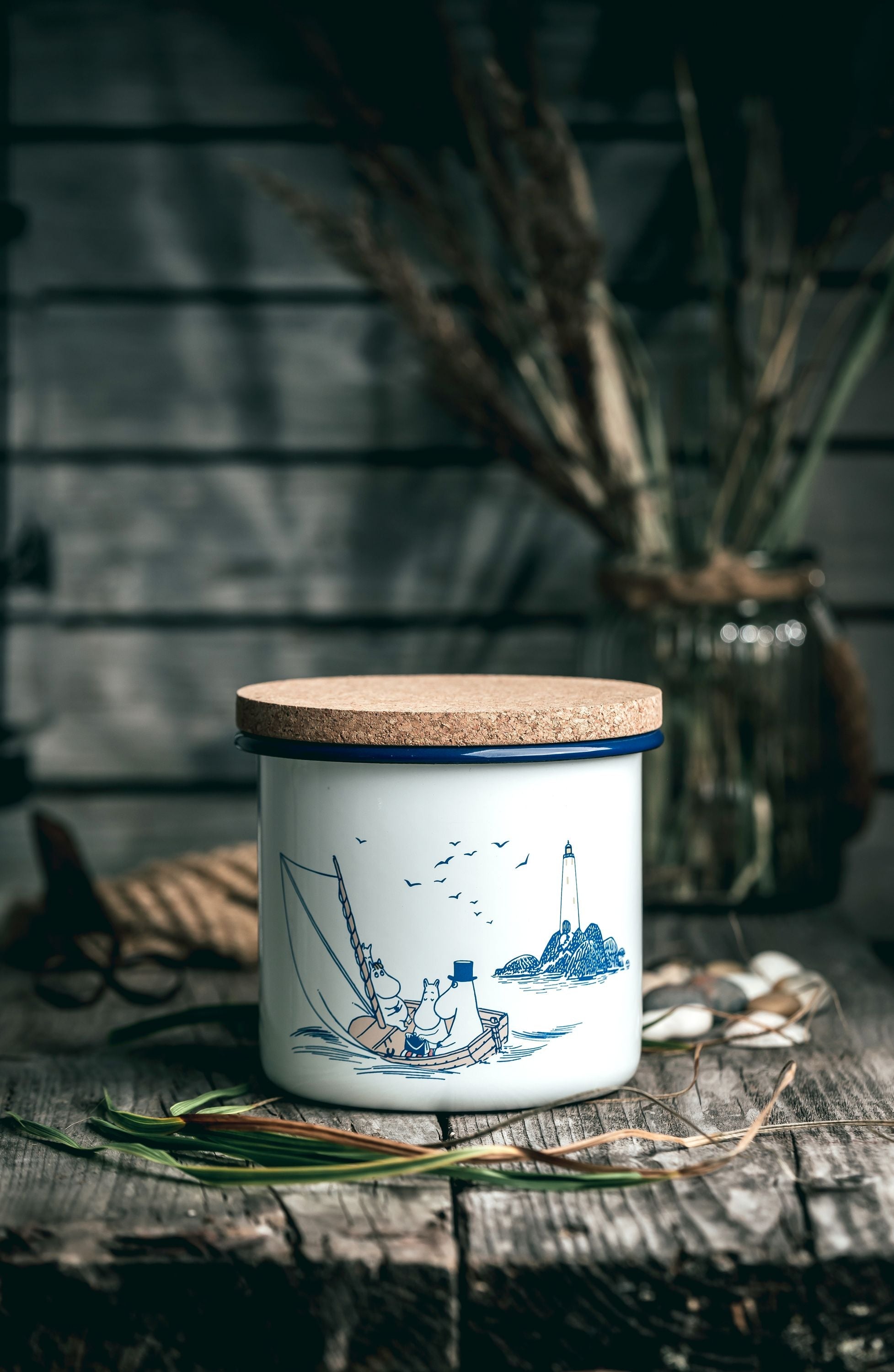 Muurla Moomin Enamel Jar With Cork Lid Sailors