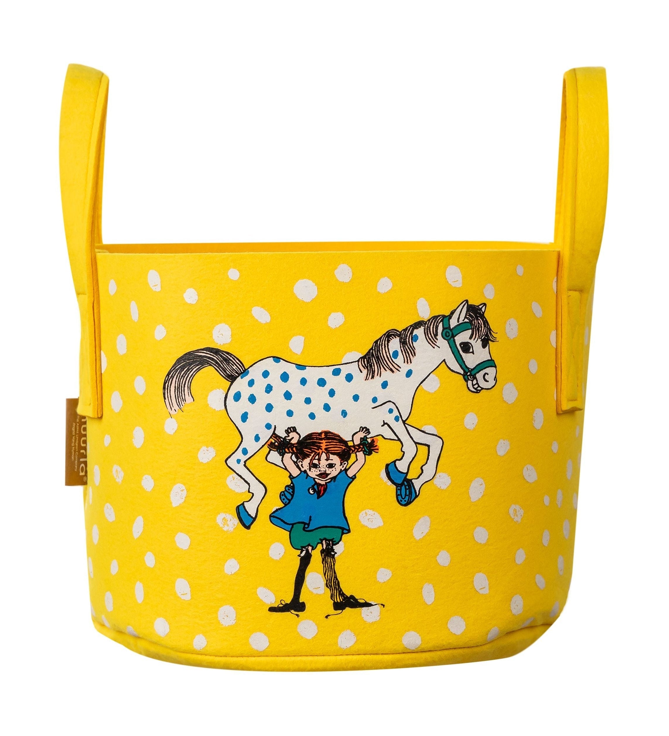 Muurla Pippi Longstocking Basket, Pippi and the Horse, Yellow