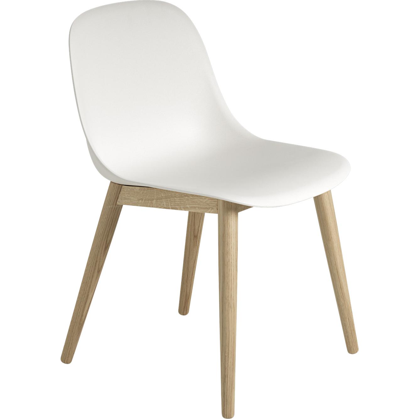 Muuto Fibre Boczne krzesło drewniane nogi, siedzenie światłowodowe, biały/dąb