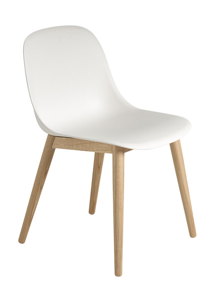 Muuto Fiber Side Chair Wooden Legs, Fiber Seat, White/Oak