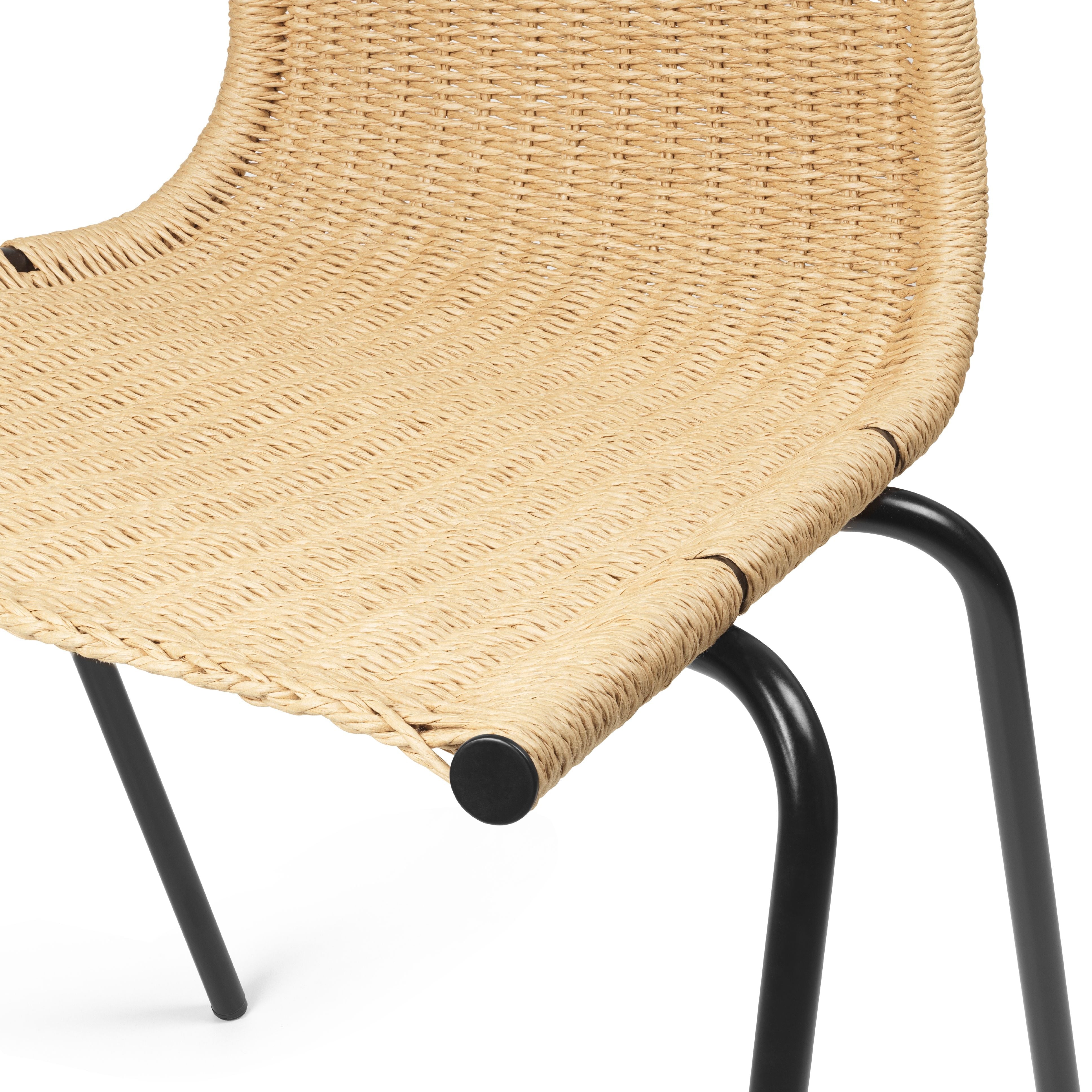 Carl Hansen Pk1 Chair, Black Powder Coated Steel/Natural Paper Cord