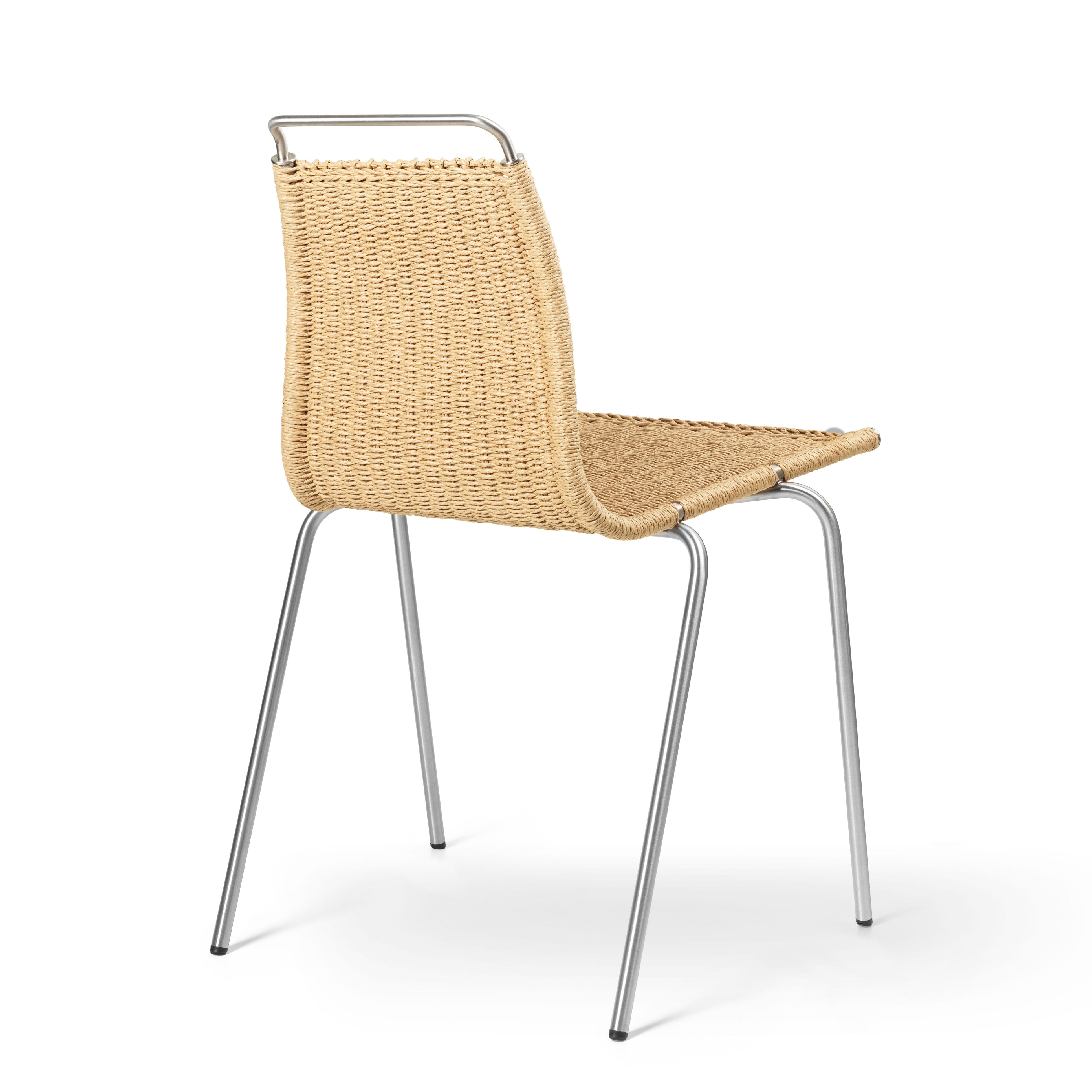 Krzesło Carl Hansen PK1, szczotkowane szczotkowane stalowe/naturalne przewód papierowy