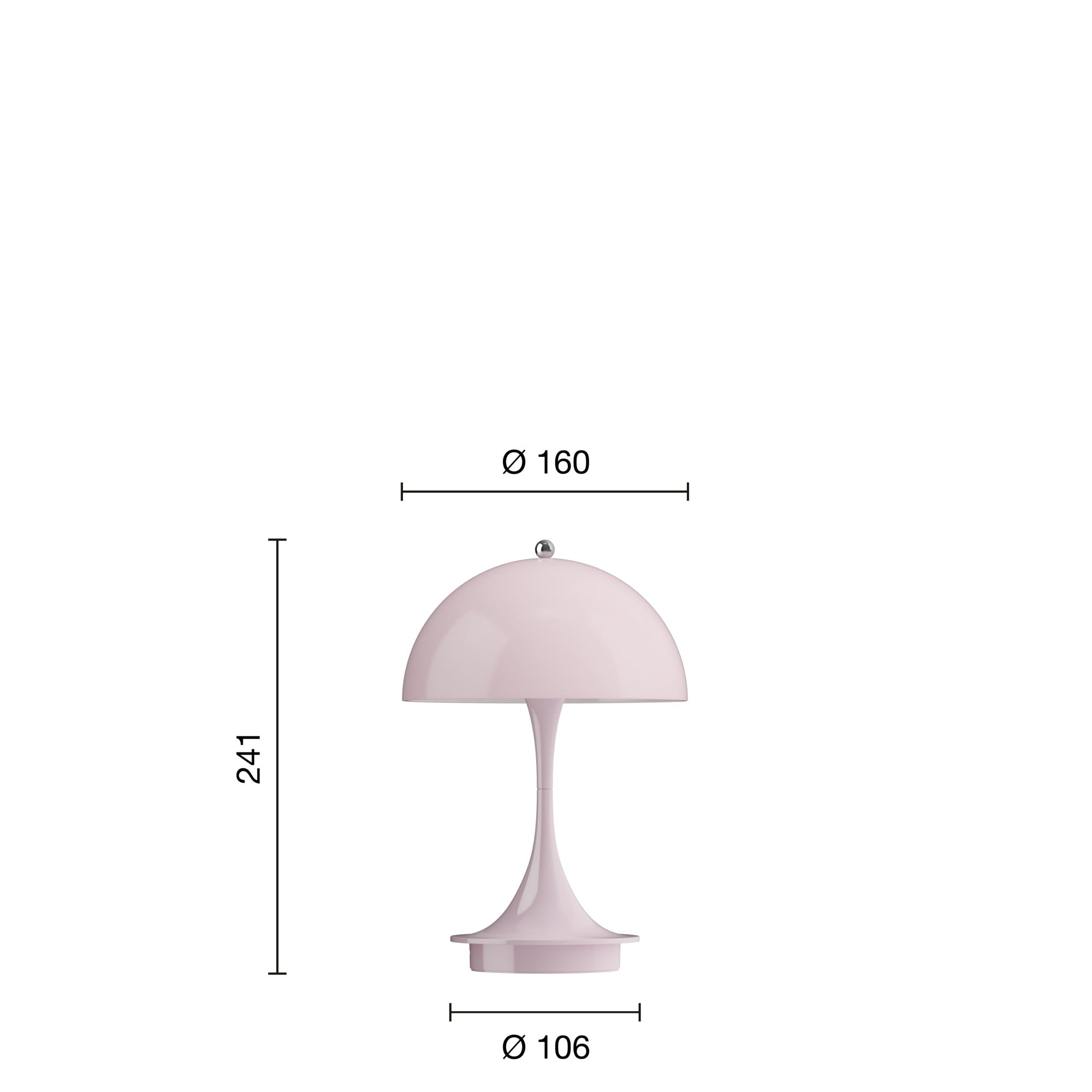 Panthella 160 Portable Table Lamp, Opal Pale Rose