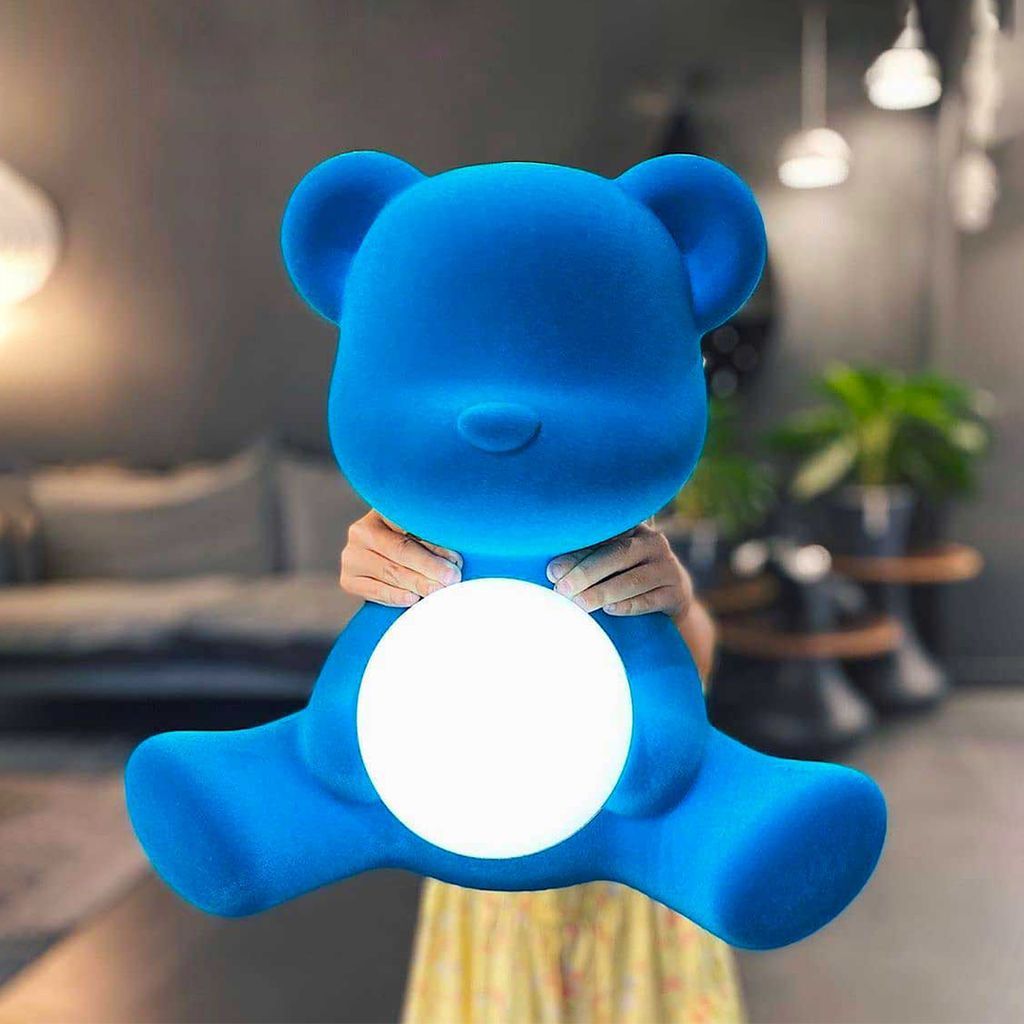 Qeeboo Teddy Girl Led Rechargeable Table Lamp Velvet Finish, Orange