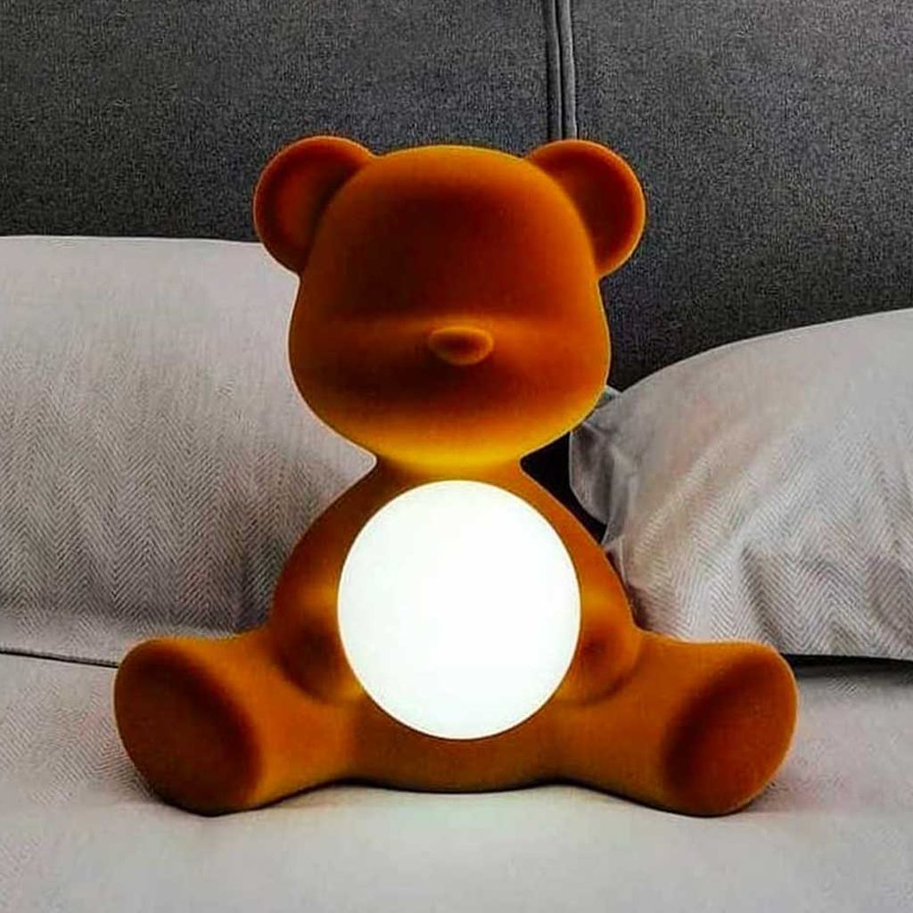 Qeeboo Teddy Girl Led Rechargeable Table Lamp Velvet Finish, Orange