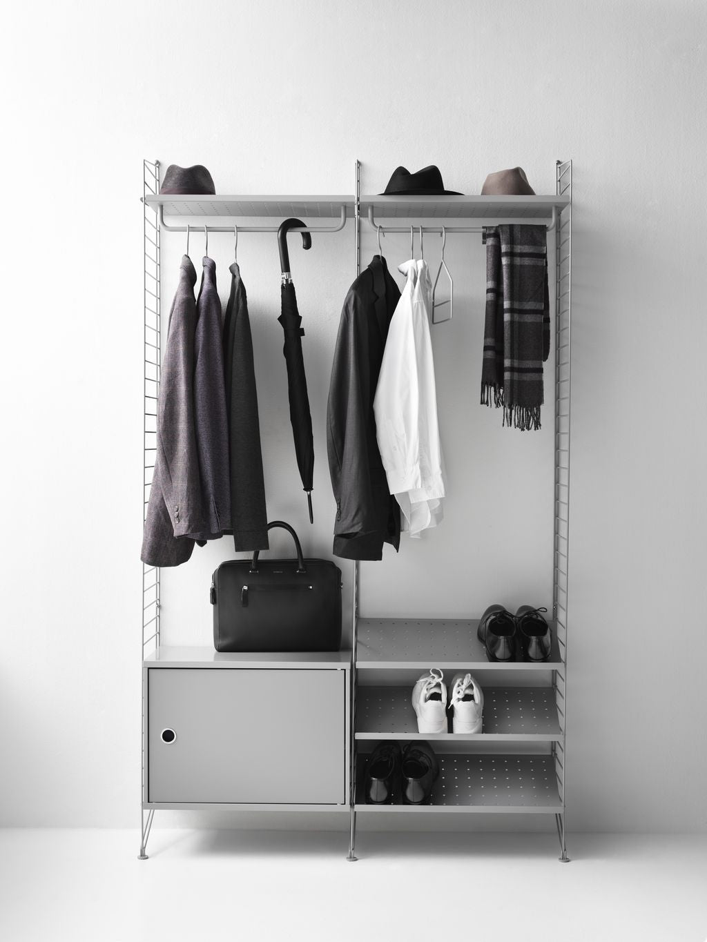 String Furniture String System Cabinet With Swinging Door, Grey