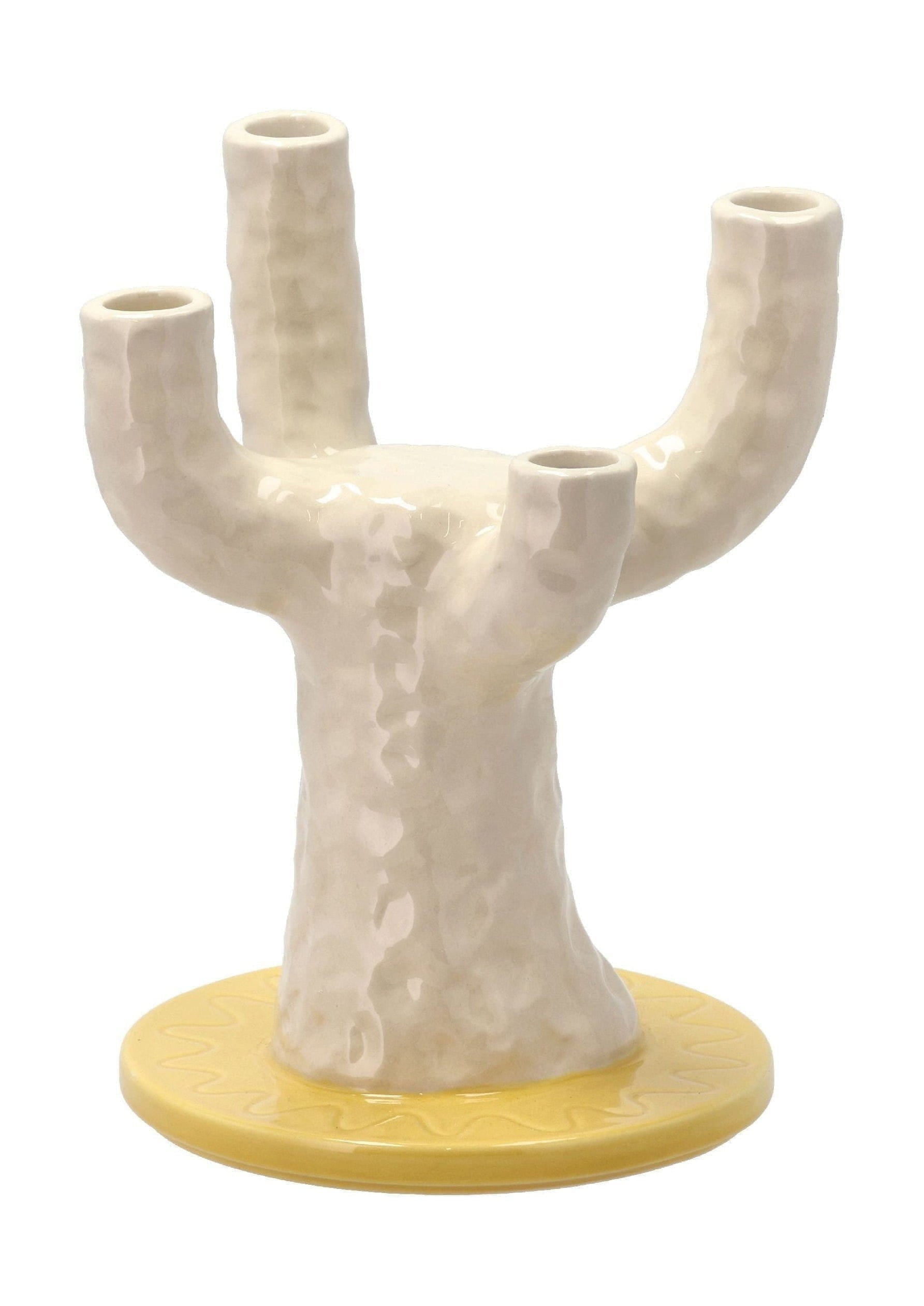 WILLA STYLE STYLES Candle Holder, Yellow/White