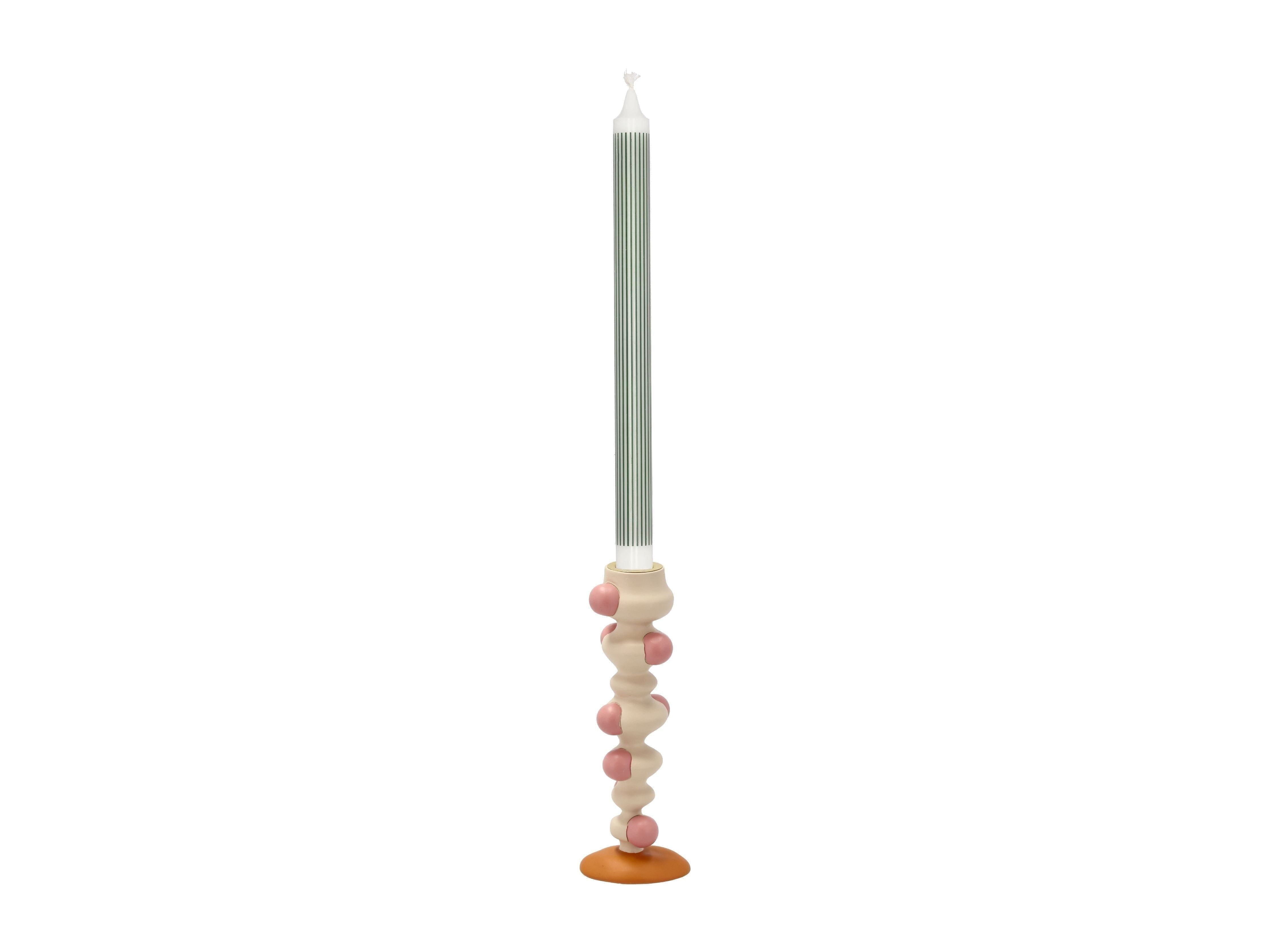 Villa Collection Styles Candle Holder z kropkami, Offwhite/Pink