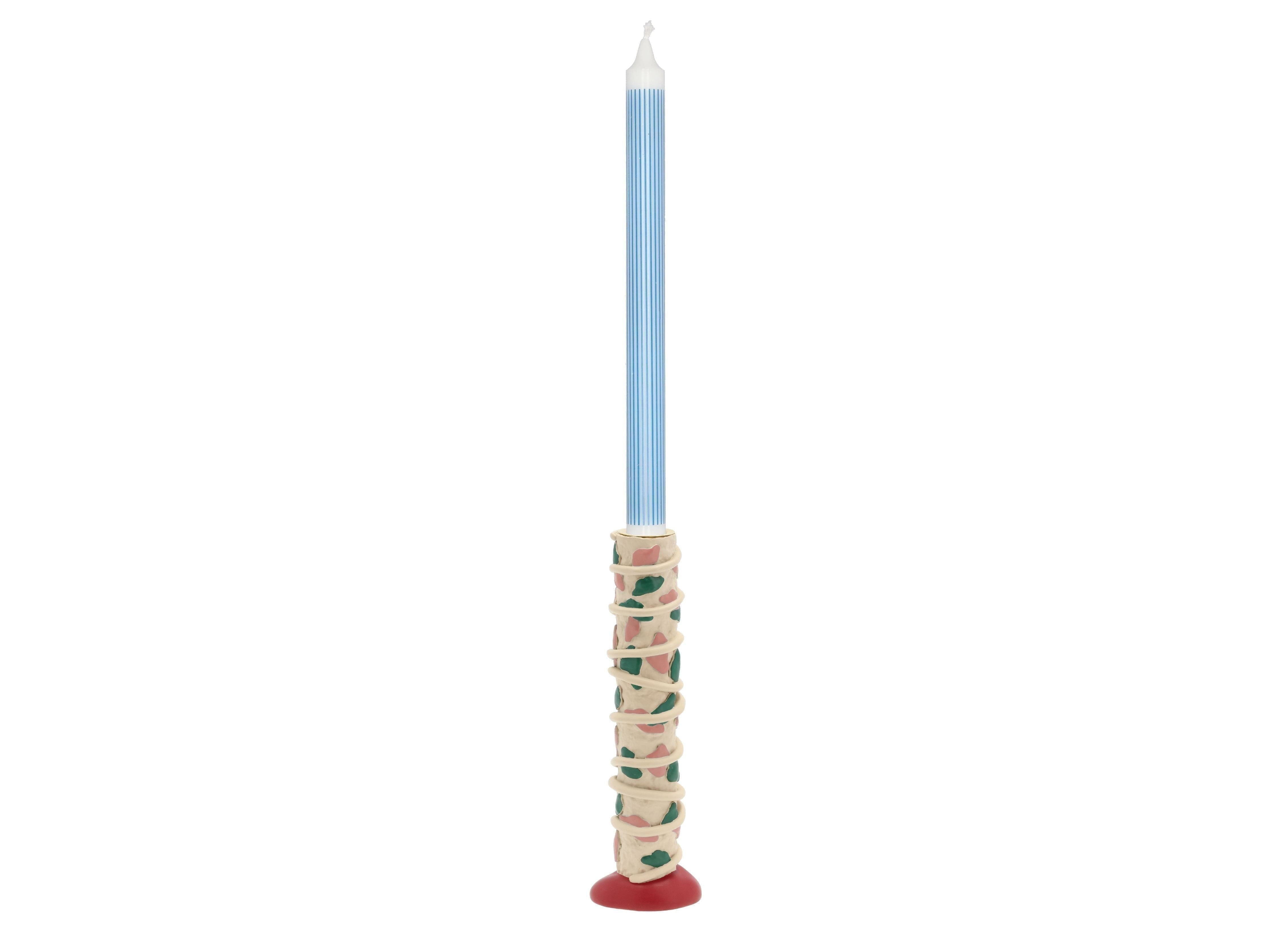 Kolekcja Villa Styles Candle Holder z kropkami, różowy/zielony