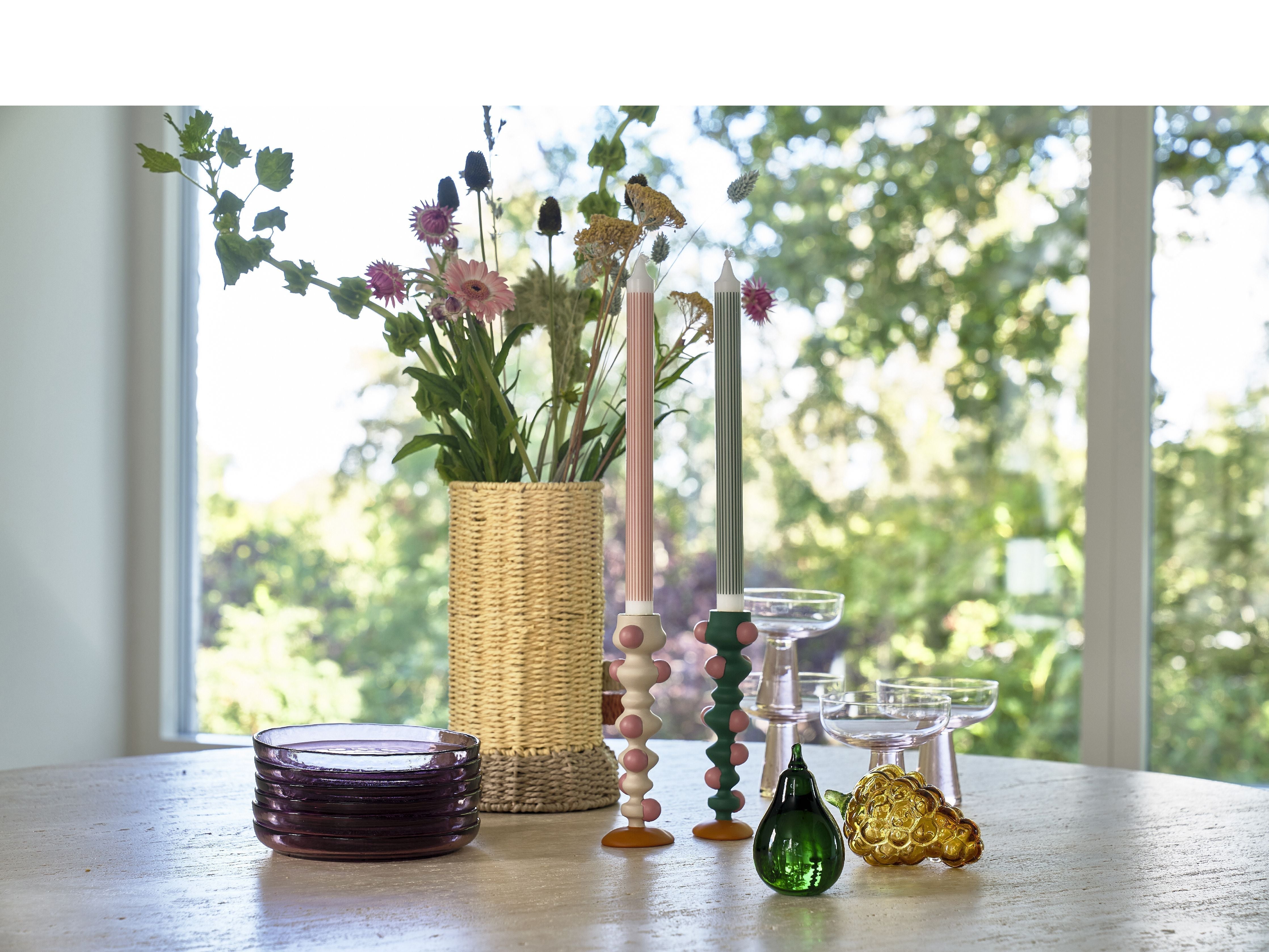 Villa Collection Styles Candle Holder z kropkami, Offwhite/Pink