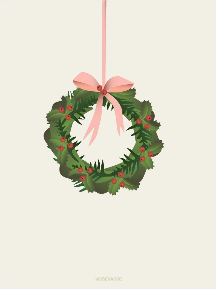 Vissevasse Chrismas Wreath Poster, 40x40 Cm