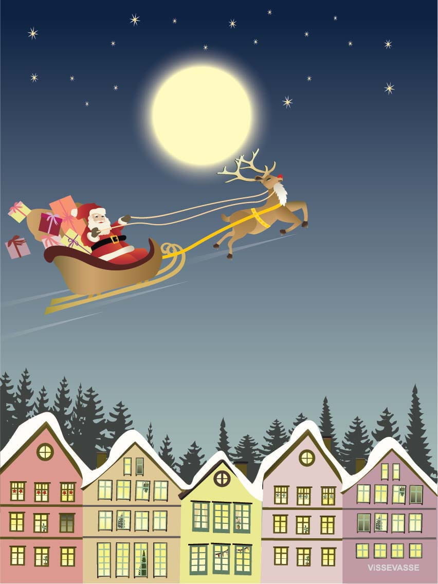 Vissevasse Santa & Rudolf Poster, 30x40 Cm