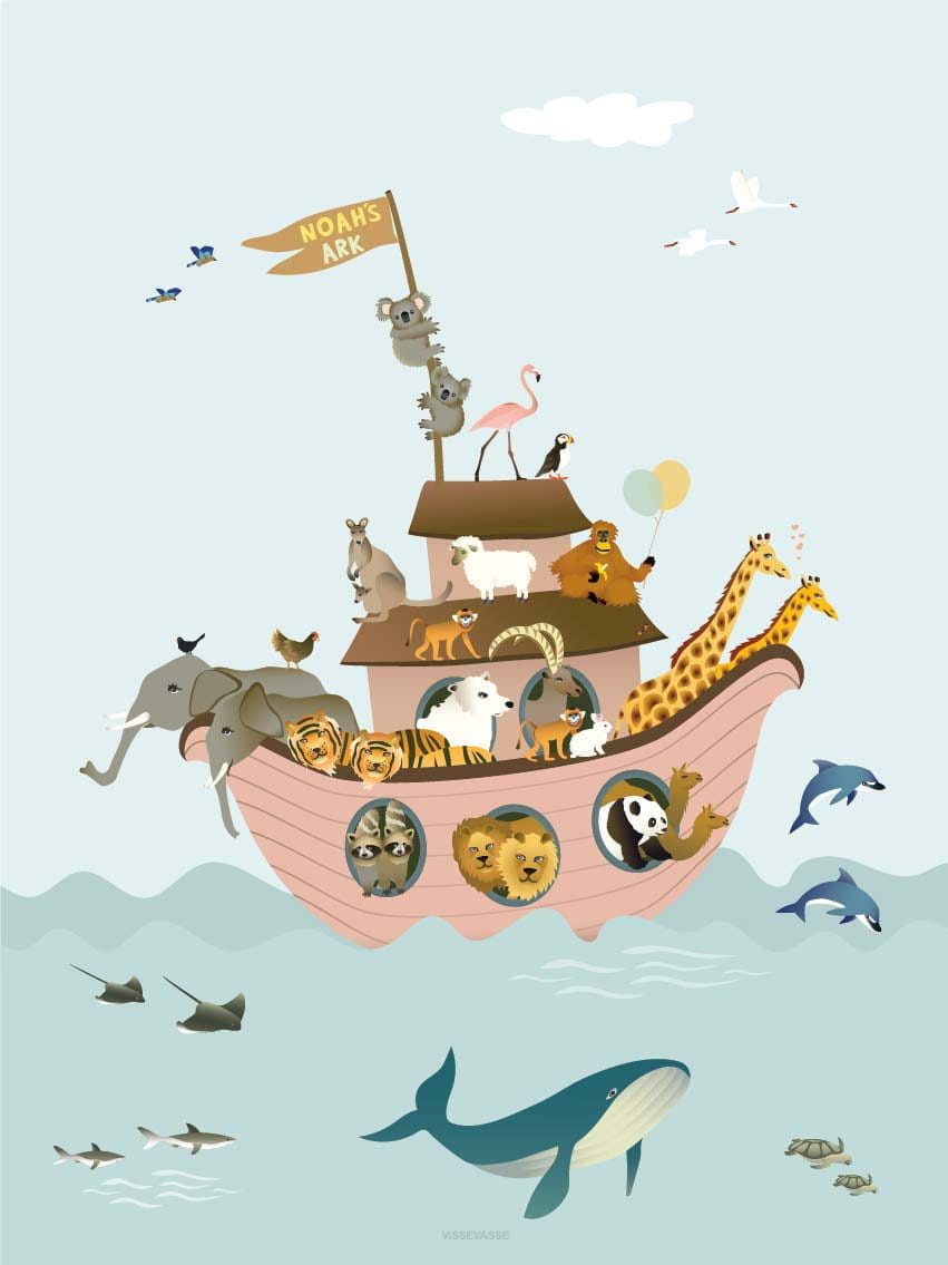 Vissevasse Noahs Ark plakat, 50x70 cm