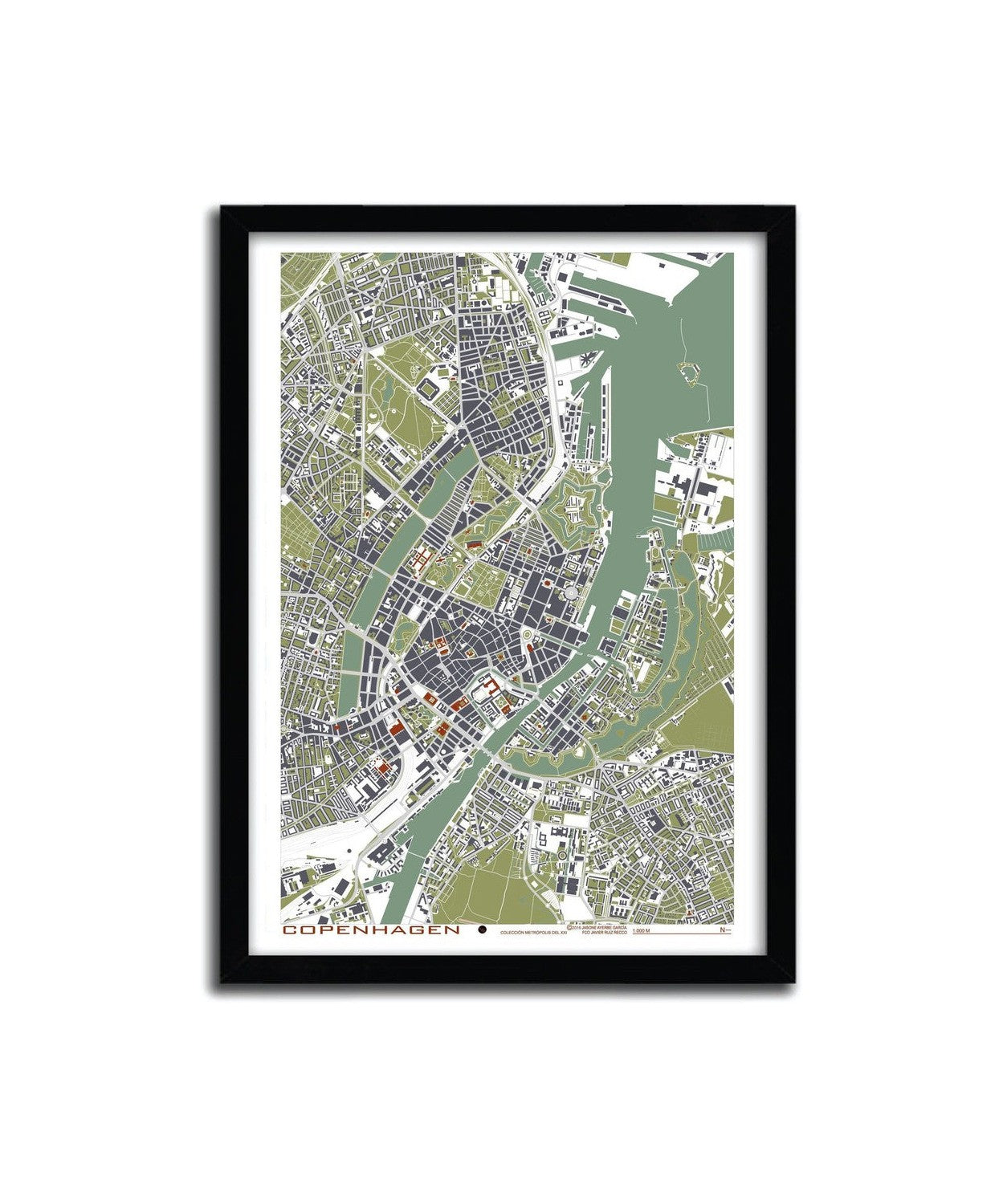 Affiche Kopenhague Grawerowanie Planos Urbanos