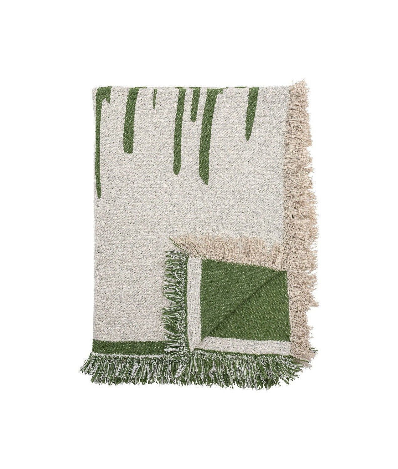 Bloomingville Haxby Throw, zielona, ​​recyklingowa bawełna