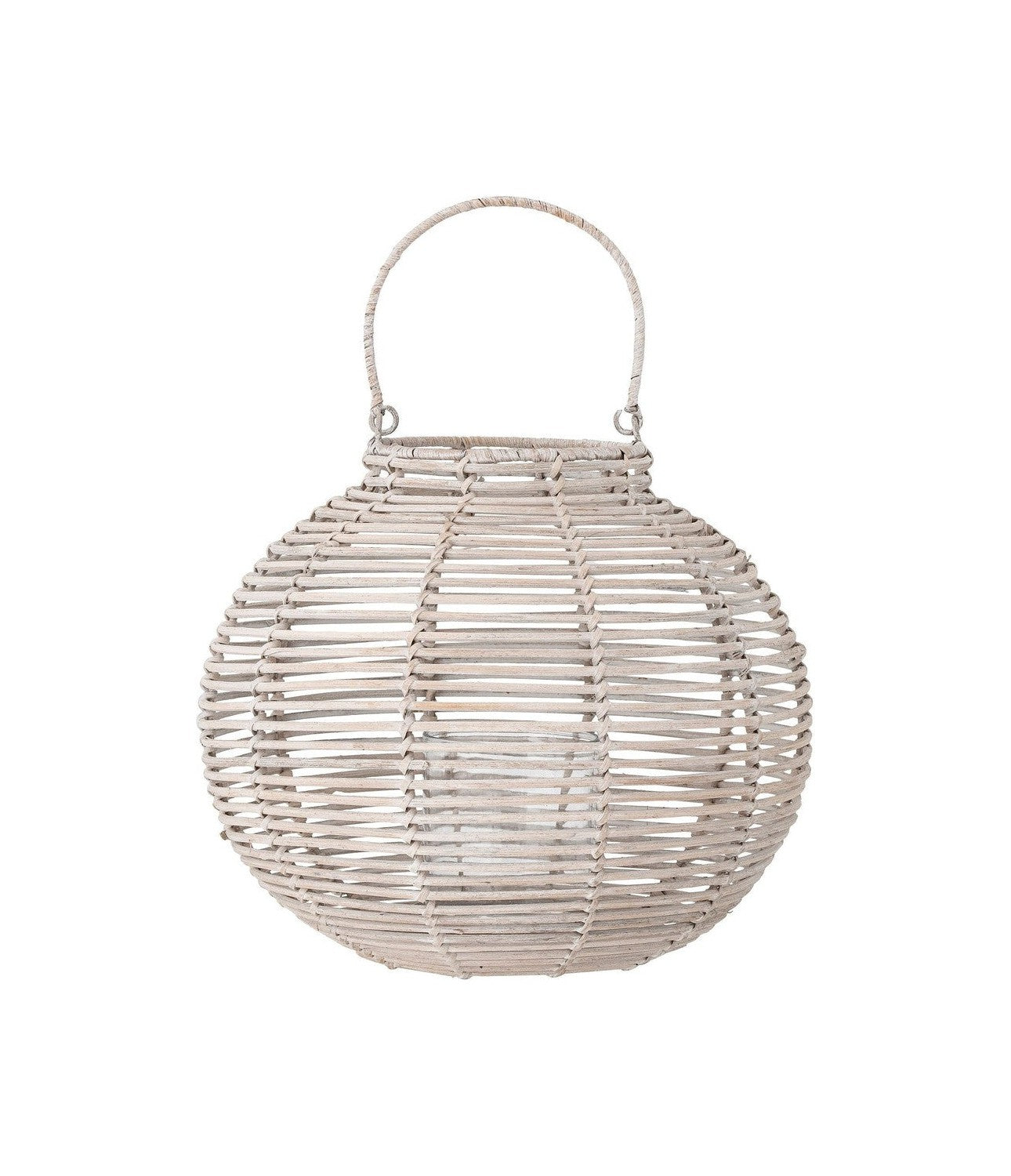 Bloomingville Malua Lantern w/Glass, White, Rattan