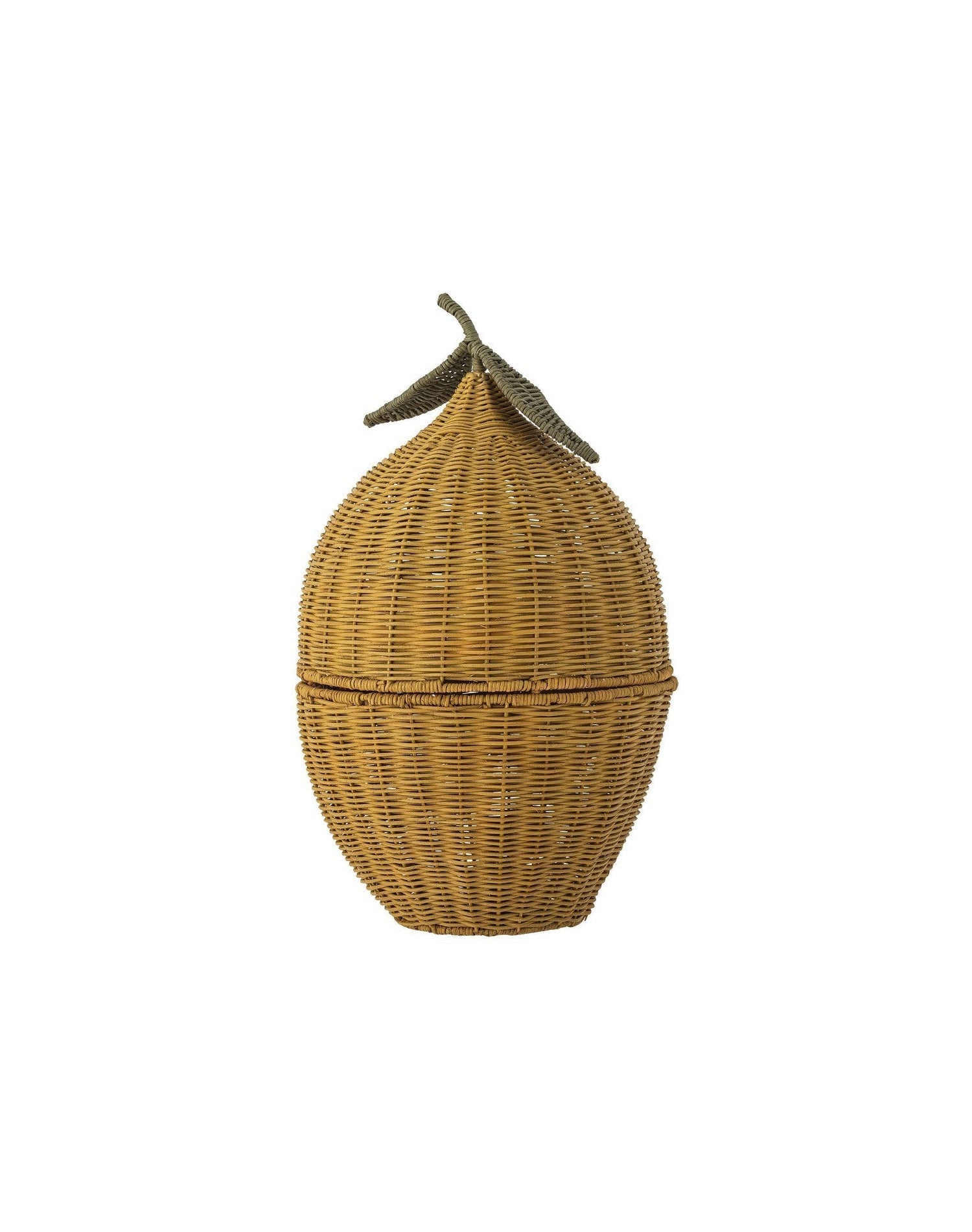 Bloomingville MINI Sage Basket w/Lid, Yellow, Rattan