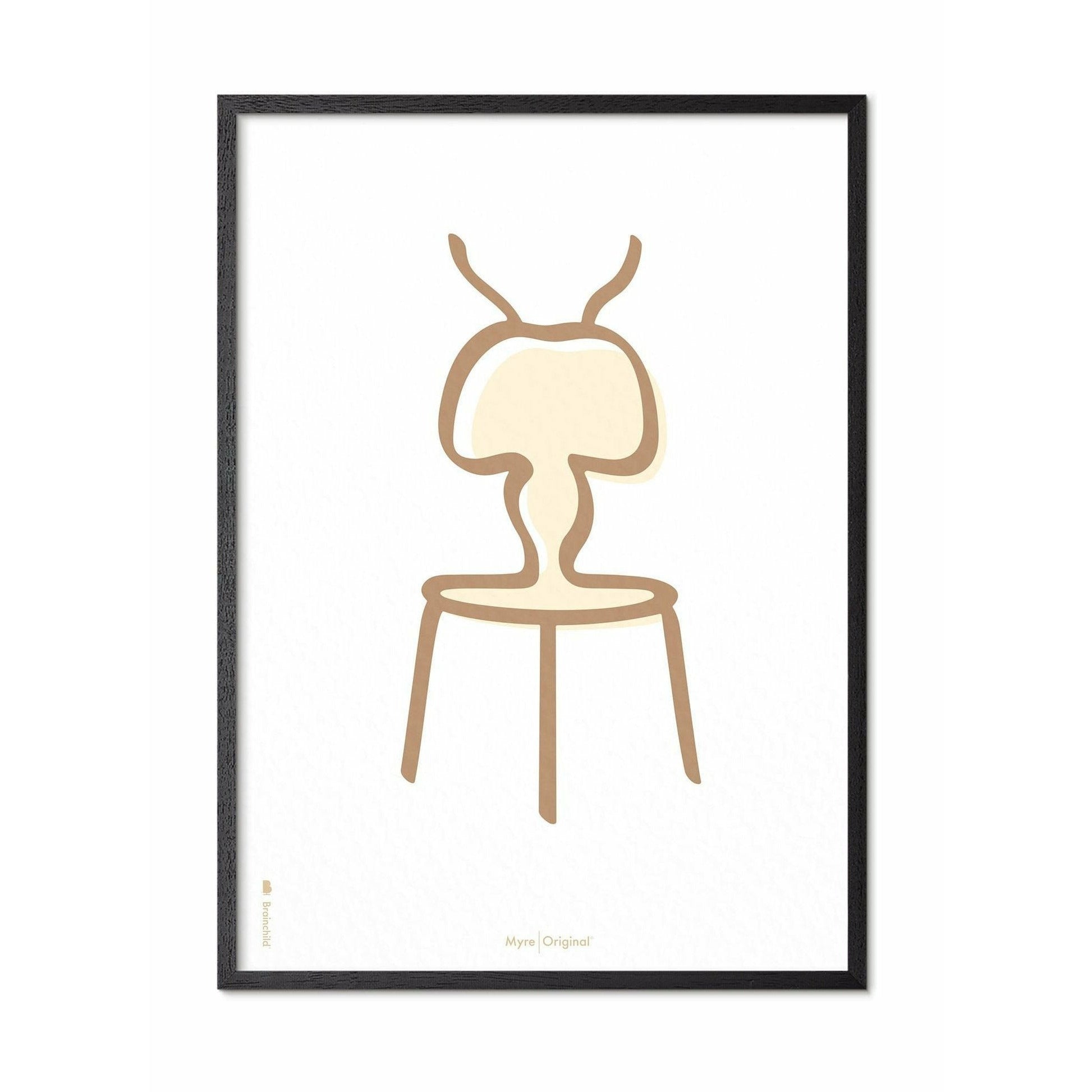 [product_category]-Brainchild Ant Line Poster, Frame In Black Lacquered Wood 30x40 Cm, White Background-Brainchild-SH-41002-C-BRA-1