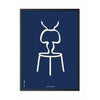  Ant Line Poster Frame In Black Lacquered Wood 70x100 Cm Blue Background