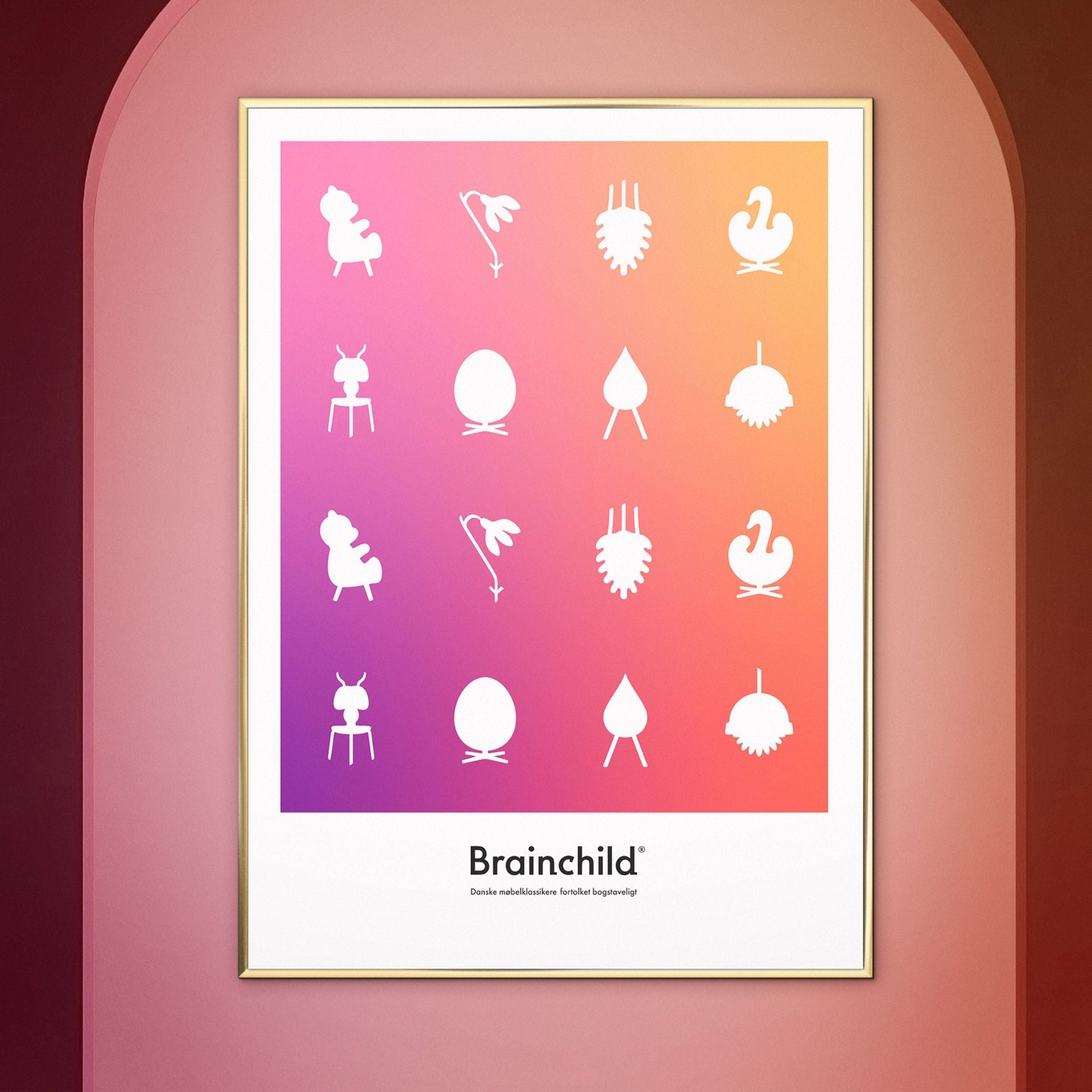 [product_category]-Brainchild Design Icon Poster, Dark Wood Frame A5, Colour-Brainchild-IF-00001-B-BRA-7