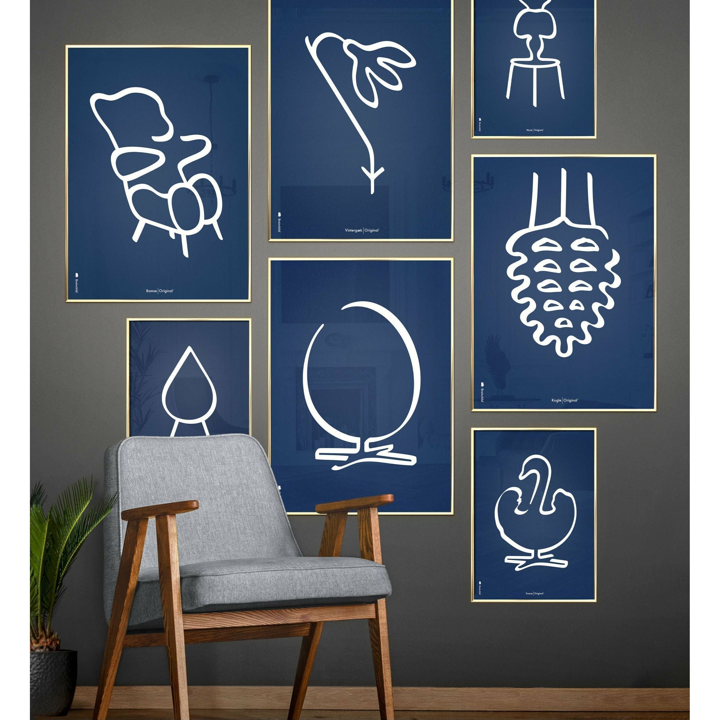 [product_category]-Brainchild Drop Line Poster, Frame Made Of Dark Wood 70x100 Cm, Blue Background-Brainchild-B-51004-B-BRA-4