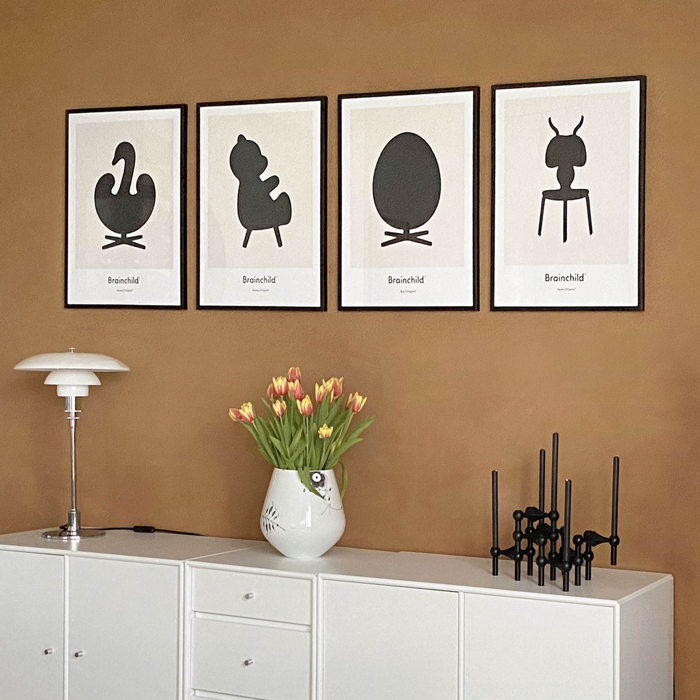 [product_category]-Brainchild Egg Design Icon Poster, Brass Frame A5, Grey-Brainchild-IG-11001-D-BRA-6