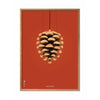  Pine Cone Classic Poster Frame Made Of Light Wood 30x40 Cm Red Background