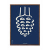  Pine Cone Line Poster Frame Made Of Dark Wood 50x70 Cm Blue Background