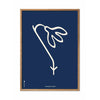  Snowdrop Line Poster Frame Made Of Light Wood 30x40 Cm Blue Background