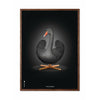 Brainchild Swan Classic Poster, Dark Wood Frame A5, Black/Black Background