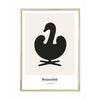  Swan Design Icon Poster Brass Frame 30x40 Cm Grey