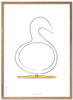 Brainchild Swan Design Sketch Poster Frame Made Of Light Wood 50x70 Cm, White Background