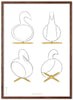 Brainchild Swan Design Szkice Ramka plakatowa wykonana z ciemnego drewna 50x70 cm, białe tło