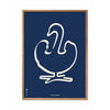  Swan Line Poster Frame Made Of Light Wood 70 X100 Cm Blue Background