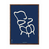  Teddy Bear Line Poster Frame Made Of Dark Wood 50x70 Cm Blue Background