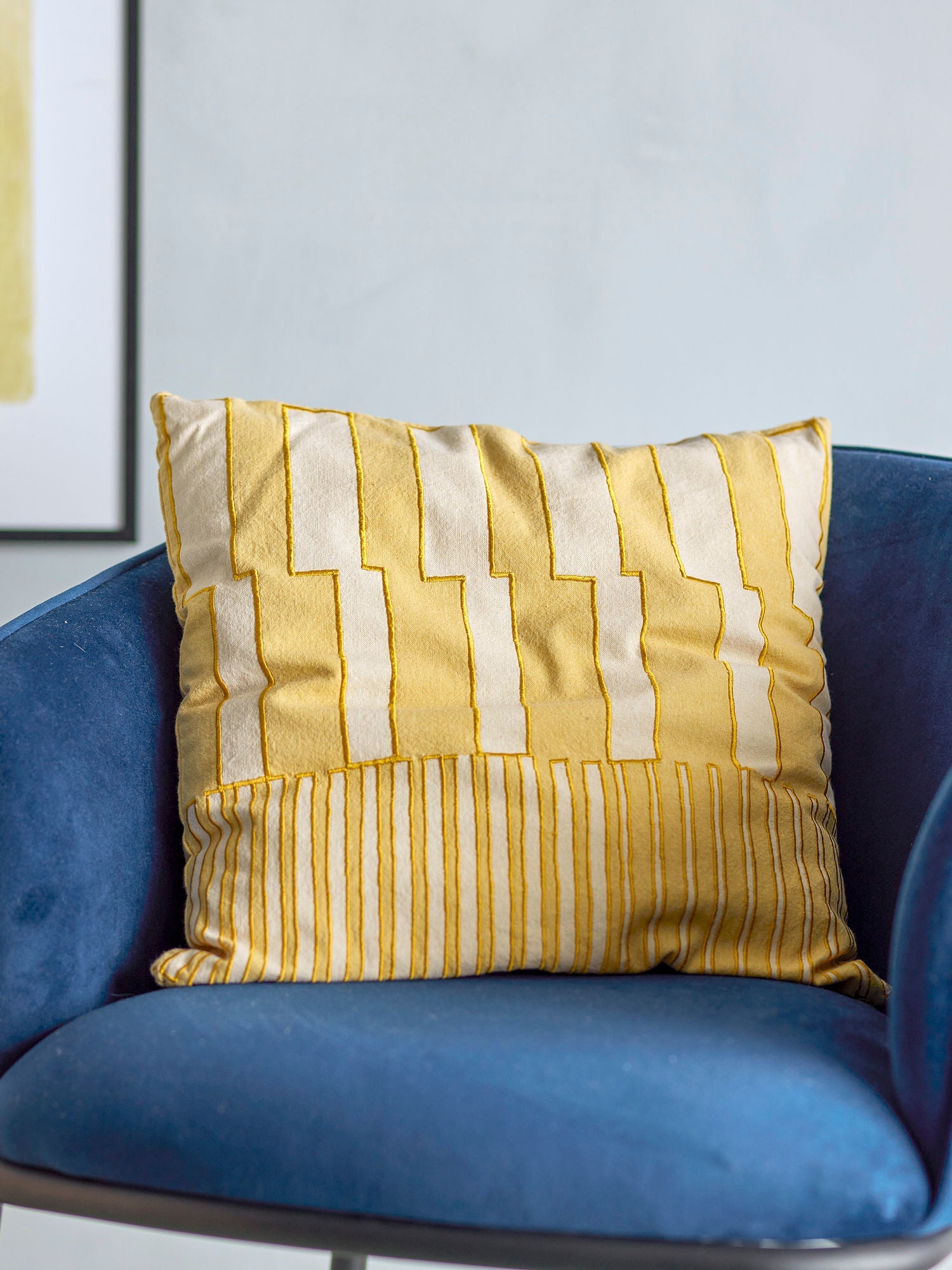 Bloomingville Cowes Cushion, Yellow, Cotton OEKO-TEX®