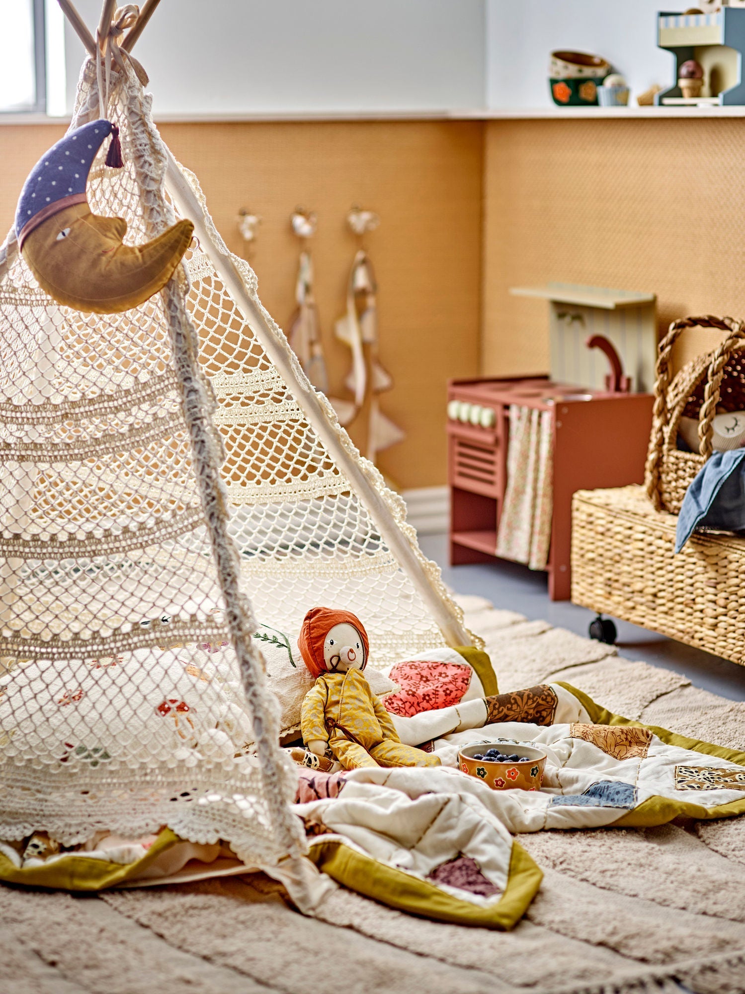 Bloomingville Mini Herle Children's Tipi, Nature, Botton