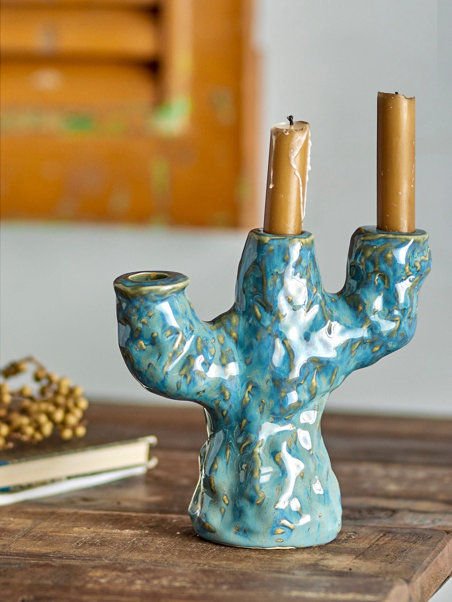 Kreatywna kolekcja Tahoka Candle Holder, Blue, Stoneware