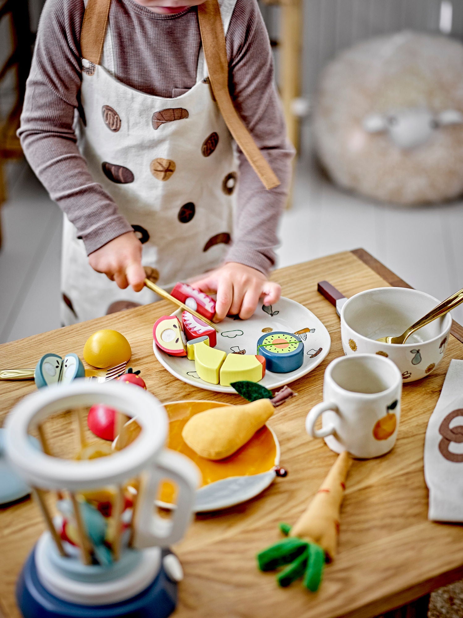 Bloomingville Mini Snorre Fartuch, brązowy, bawełniał