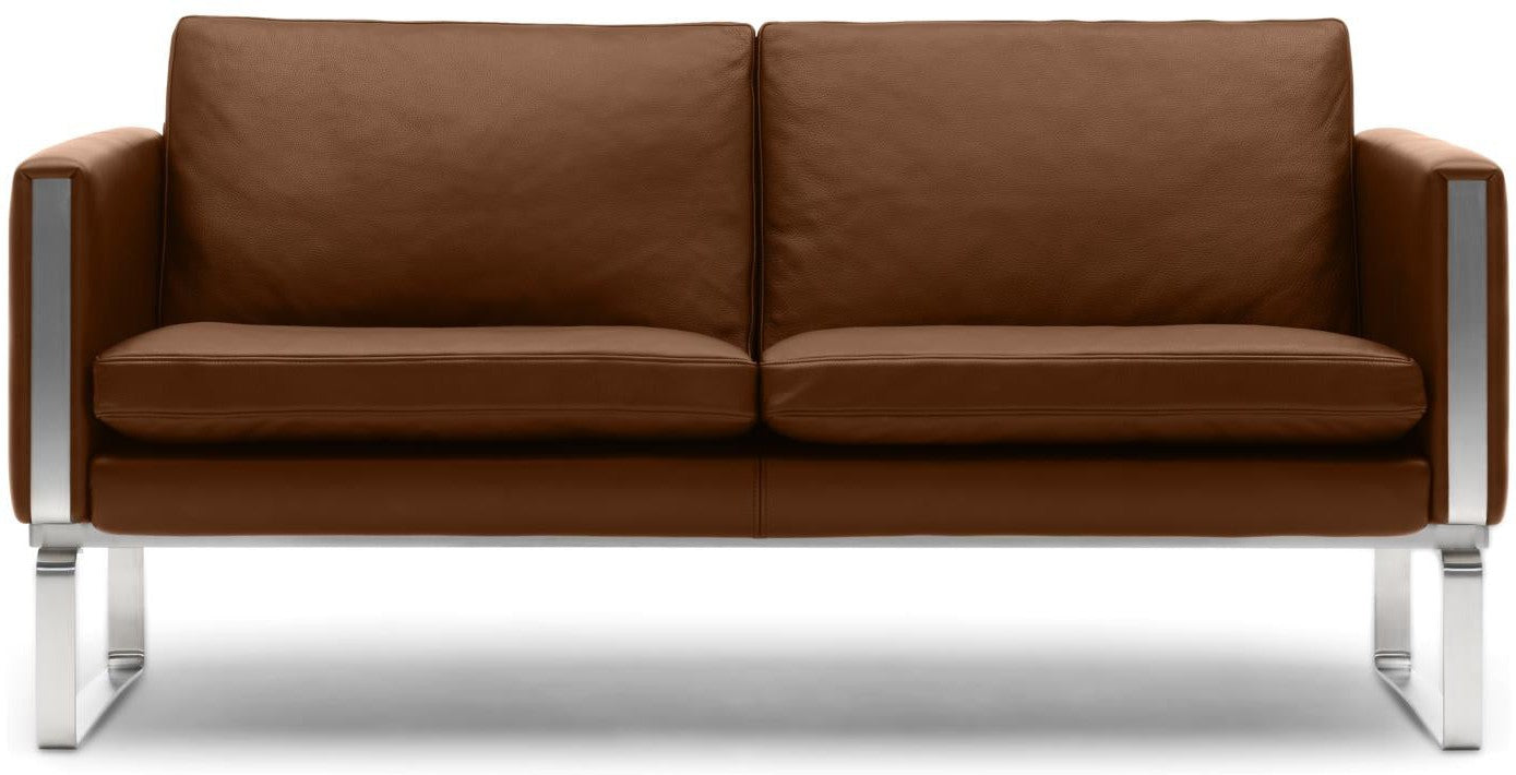 Carl Hansen Ch102 Sofa, Steel/Brown Leather