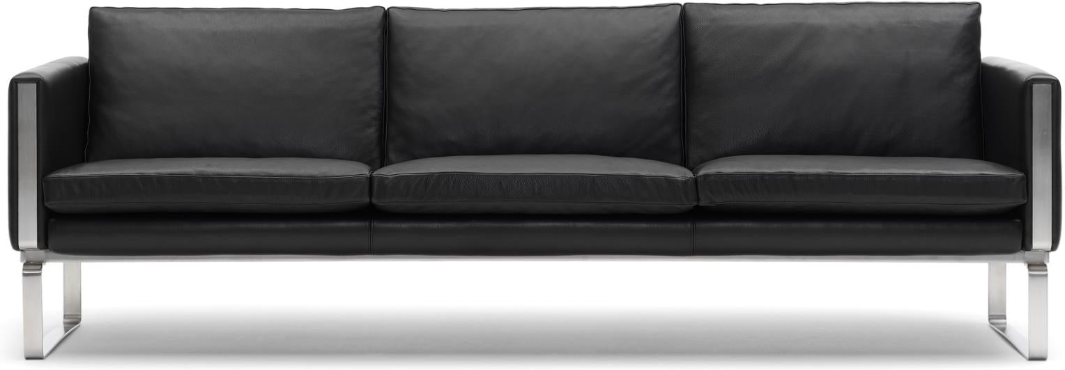 Carl Hansen Ch103 Sofa, Steel/Black Leather